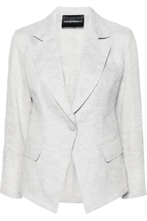 Emporio Armani Jakke, Dame, Grå, S, Linned, Lysegrå jakke i linnedblanding
