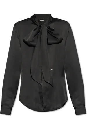 Dsquared2 Bluser & Skjorter, Dame, Sort, 2XS, Skjorte med dekorativt bindebånd ved halsudskæringen