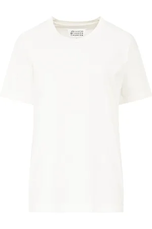 Maison Margiela Top, Herre, Hvid, S, Bomuld, Broderet Logo Bomulds T-shirt