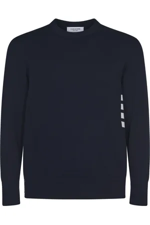 Thom Browne Strik, Herre, Blå, XL, Bomuld, Crew Neck Bomulds Sweater