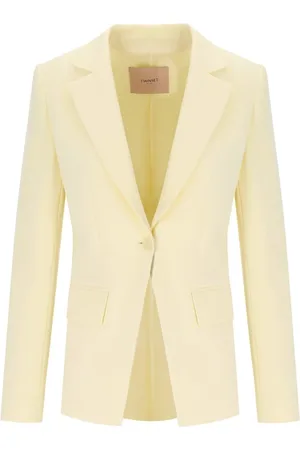 Twin-Set Jakke, Dame, Gul, L, Uld, Vanilla Gul Crepe Blazer