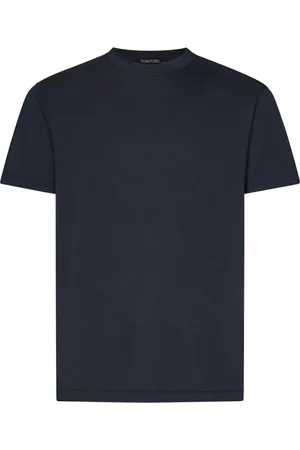 Tom Ford Top, Herre, Blå, 2XL, Bomuld, Blå Crew-neck T-shirt Lyocell Bomuld