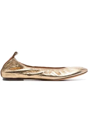 Lanvin Sko, Dame, Gul, 38 EU, Uld, Gyldne ballerinaer