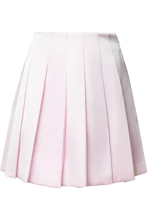 Self-Portrait Nederdel, Dame, Lyserød, XS, Satin, Satin Miniskirt med plisseringer