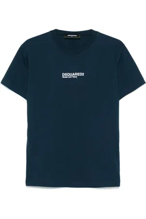 Dsquared2 Top, Herre, Blå, 2XL, Bomuld, Navy Rund Hals Kortærmet T-shirt