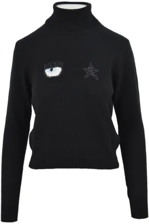 Chiara Ferragni Strik, Dame, Sort, M, Uld, Turtleneck