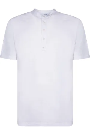 LARDINI Top, Herre, Hvid, L, Linen Serafino T-shirt