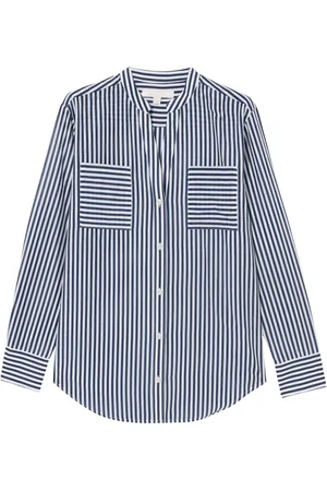Brooks Brothers Bluser & Skjorter, Dame, Blå, M, Bomuld, Bomulds-silke bluse med dobbelte påsatte lommer