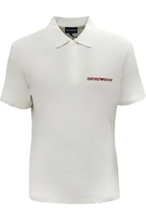 Emporio Armani Top, Herre, Hvid, L, Bomuld, Kortærmet poloshirt med logoprint