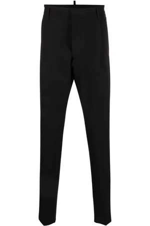 Dsquared2 Bukser, Herre, Sort, XS, Uld, Logo Patch Slim-Cut Cropped Bukser