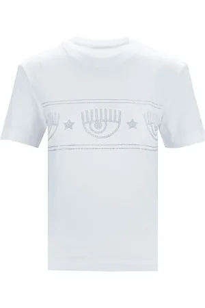 Chiara Ferragni Top, Dame, Hvid, L, Bomuld, Crystal Logo T-shirt
