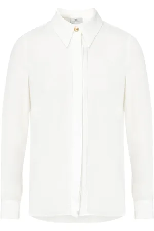 Elisabetta Franchi Bluser & Skjorter, Dame, Hvid, XL, Elfenbensfarvet Skjorte