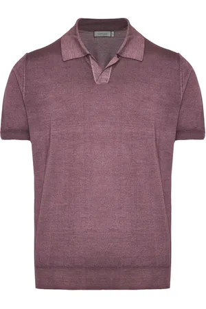 CANALI Top, Herre, Lilla, 2XL, Uld, Luksuriøs Polo Shirt i Uld og Silke