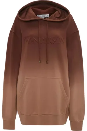 J.W.Anderson Sweathshirts & Hoodies, Dame, Brun, M, Bomuld, Brun Ombre Hættetrøje med Frontlogo Lomme
