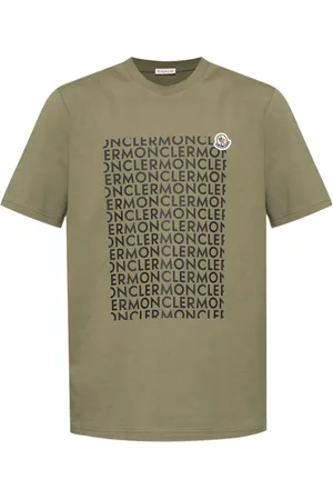 Moncler Top, Herre, Grøn, M, Bomuld, Crew Neck T-shirt med logo