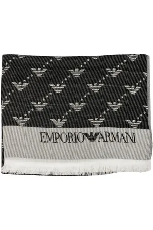 Emporio Armani Tilbehør, Herre, Sort, ONE SIZE, Uld, Fashionabelt Tørklæde