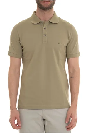 FAY Top, Herre, Grøn, L, Bomuld, Tekstureret poloshirt med logo