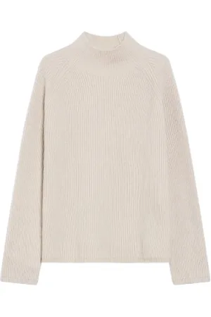 Max Mara Strik, Dame, , S, Uld, Ecru Uld Sweater Engelsk Rib Style