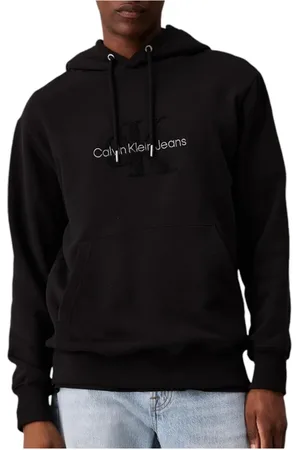 Calvin Klein Sweathshirts & Hoodies, Herre, Sort, S, Bomuld, Chenille Monogram Hættetrøje