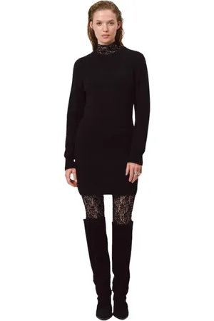 Dante 6 Kjole, Dame, Sort, XS, Uld, Alpaca-Merino Strikkjole med Sløjfedetalje