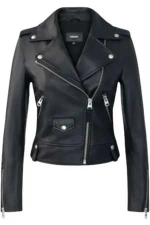 Mackage Jakke, Dame, Sort, L, Læder, Sort Læder Biker Jakke