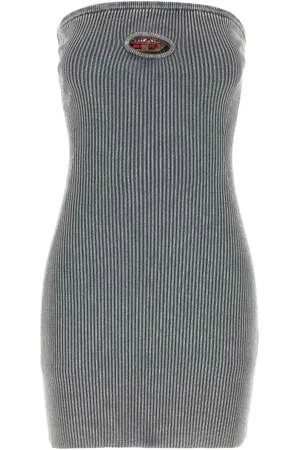 Diesel Kjole, Dame, Grå, M, Bomuld, Stretch Cotton Blend Mini Kjole