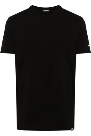 Dsquared2 Top, Herre, Sort, XS, Bomuld, Sort T-shirt med hvidt logo på ærmet