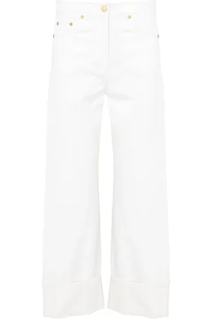 Max Mara Jeans, Dame, Hvid, L, Bomuld, Cervia Wide Jeans