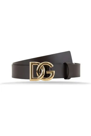 Dolce & Gabbana Tilbehør, Herre, Brun, 100 CM, Læder, Herrebælte i læder med logo spænde