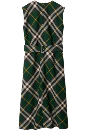 Burberry Kjole, Dame, Grøn, 3XS, Uld, Midi Kjole