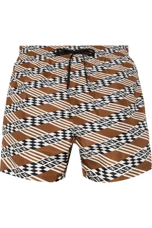 Fendi Badetøj, Herre, Brun, S, Polyester, Geometriske FF Print Badeshorts