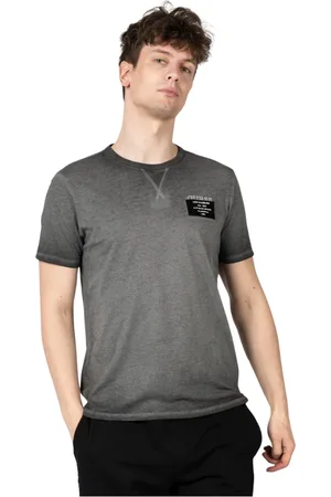 Guess Top, Herre, Grå, XL, Bomuld, Rundhalset T-shirt