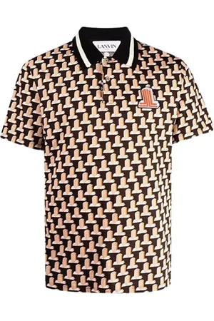 Lanvin Top, Herre, Brun, XS, Bomuld, Kortærmet polo med monogrammønstre