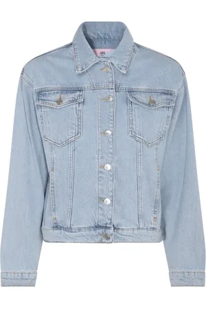 Chiara Ferragni Jakke, Dame, Blå, S, Denim, Denimjakke med broderet logo