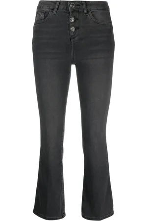 Liu Jo Jeans, Dame, Sort, W31, Uld, Stilfulde Flared Cropped Jeans