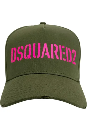 Dsquared2 Tilbehør, unisex, Grøn, ONE SIZE, Bomuld, Grøn Kasket med Fuchsia Logo