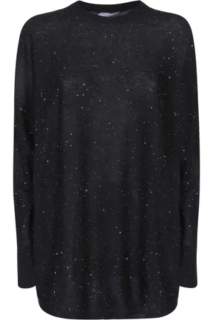 Fabiana Filippi Strik, Dame, Sort, M, Uld, Sequin-besat langærmet sweater