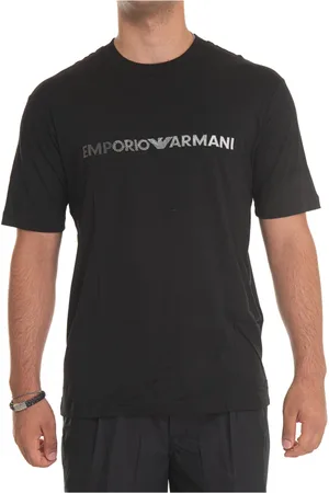 Emporio Armani Top, Herre, Sort, XL, Bomuld, Embroidered Logo Cotton T-shirt