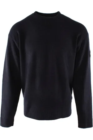 Calvin Klein Strik, Herre, Blå, S, Uld, Rundhalset strik