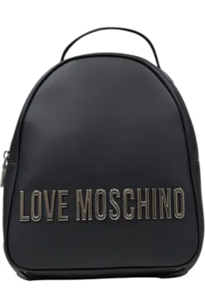 Moschino Taske, Dame, Sort, ONE SIZE, Sort rygsæk med print og lynlåslukning