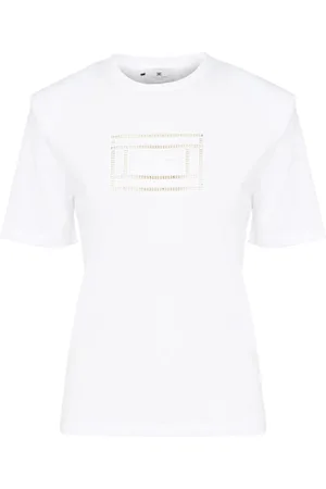 Elisabetta Franchi Top, Dame, Hvid, M, Bomuld, Maglia EF Gesso T-Shirt