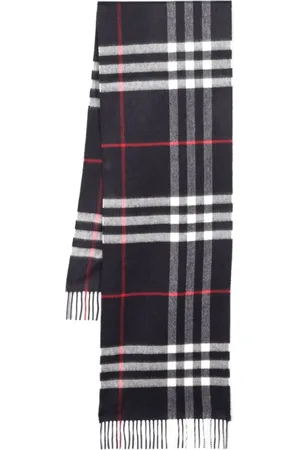 Burberry Tilbehør, Dame, Blå, ONE SIZE, Cashmere, Blåternet Cashmere Tørklæde