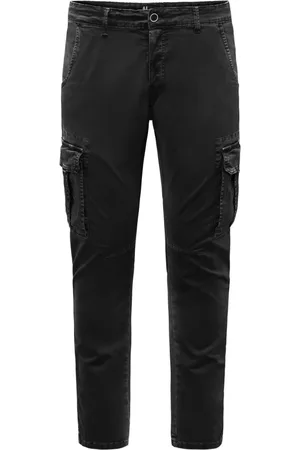 Bomboogie Bukser, Herre, Sort, W30, Bomuld, Slim-fit Cargobukser