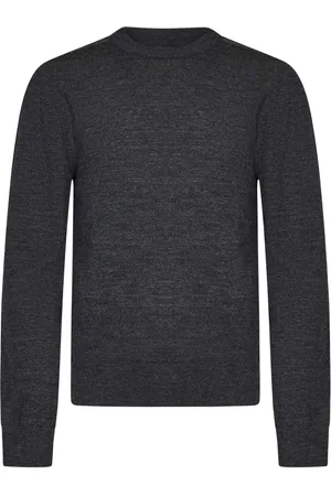 Maison Margiela Strik, Herre, Grå, M, Uld, Elbow Patch Crewneck Jumper