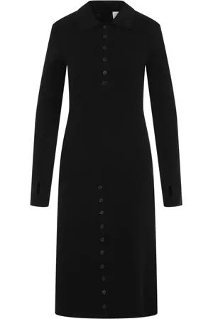 Courrèges Kjole, Dame, Sort, S, Bomuld, Multi-Button Midi Kjole