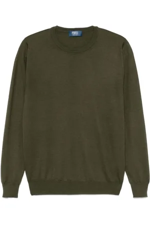 FEDELI Strik, Herre, Grøn, M, Cashmere, Grøn Cashmere-Silke Blend Sweater