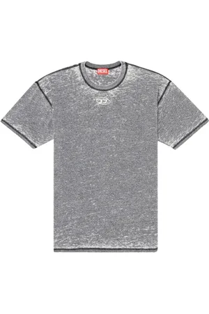 Diesel Top, Herre, Grå, M, Bomuld, Metallic Logo T-Boxt-Pak T-shirt