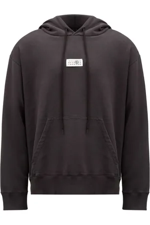 Maison Margiela Sweathshirts & Hoodies, Herre, Sort, M, Bomuld, Sort bomuldshættetrøje med talmotiv