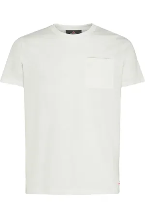 Peuterey Top, Herre, Hvid, S, Bomuld, Hvid Slub Bomulds T-shirt med Logo