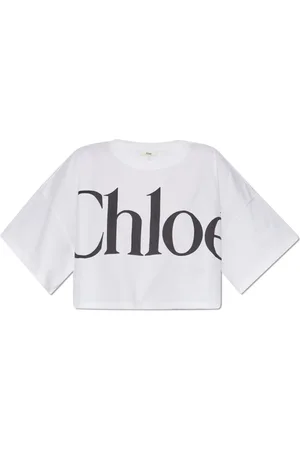 Chloé Top, Dame, Hvid, M, Bomuld, Oversized Kort T-shirt